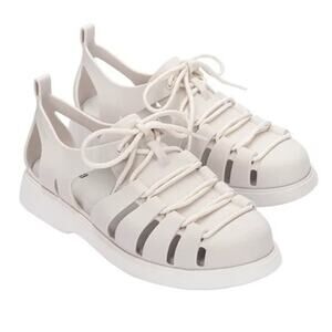 Melissa Shoes Match Lace Up Sneaker Women's Size 9 White Vegan Sustainable
